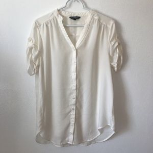Small EXPRESS Ivory Short Sleeve Blouse Shirt